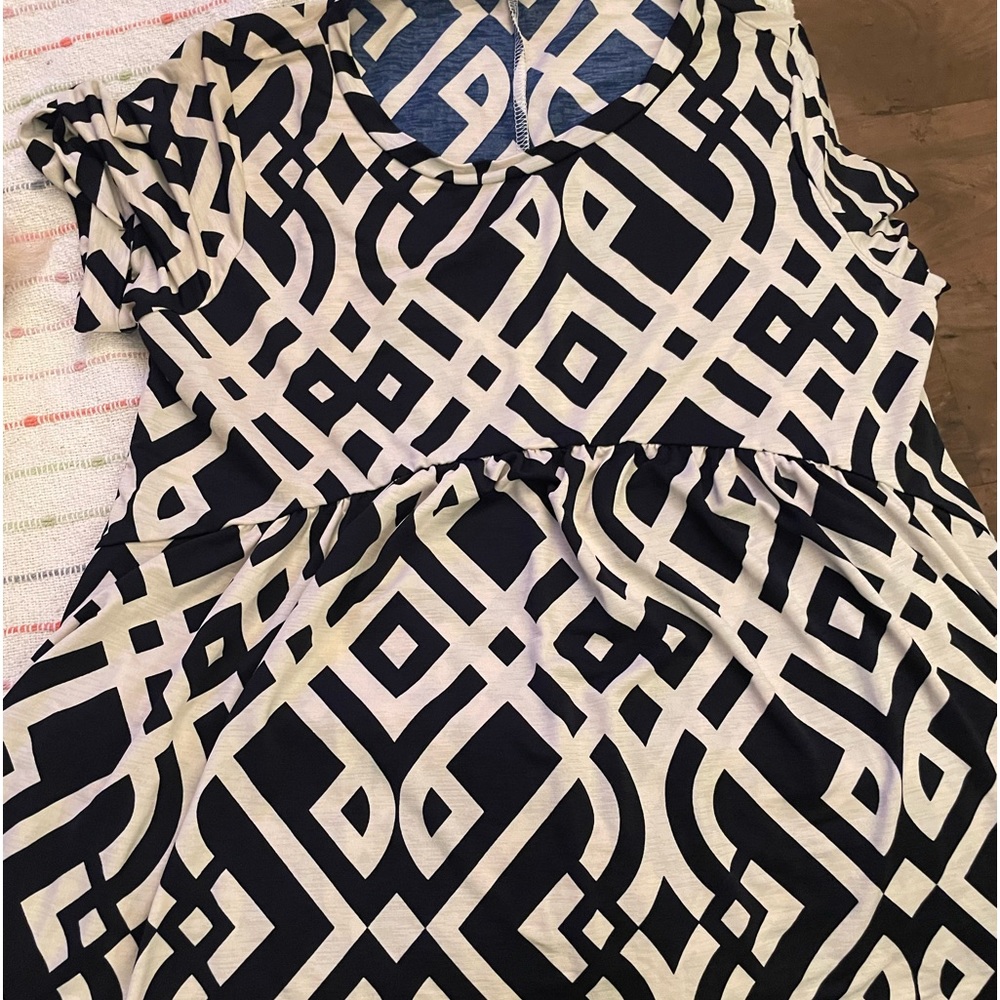 Sew In Love Navy & White Baby Doll top